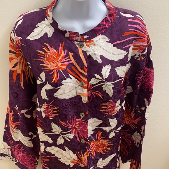 Poeme by Citron Purple Floral Tunic Top 2X - Picture 3 of 5